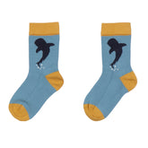 Chaussettes en coton biologique pour enfants - Motif dauphin bleu avec accents jaunes
